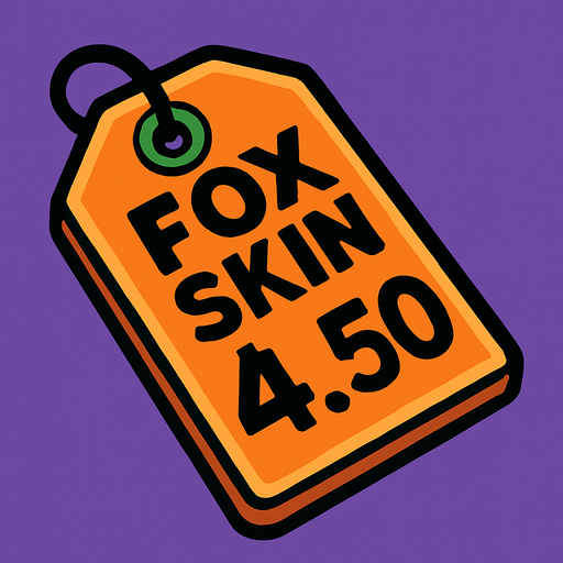 price tag that says fox skin $4.50.
In-Game asset.  2d.  High contrast.  No shadows