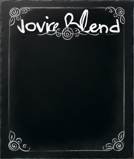 Text "NOVICE BLEND" in chalk, handwritten