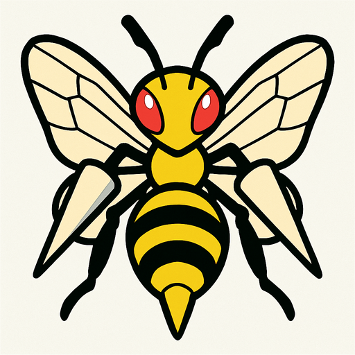 Beedrill visto desde arriba.
In-Game asset.  2d.  High contrast.  No shadows