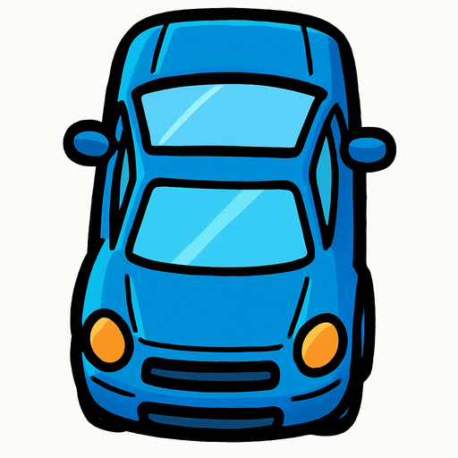 yukarı bakan mavi araba.
In-Game asset.  2d.  High contrast.  No shadows