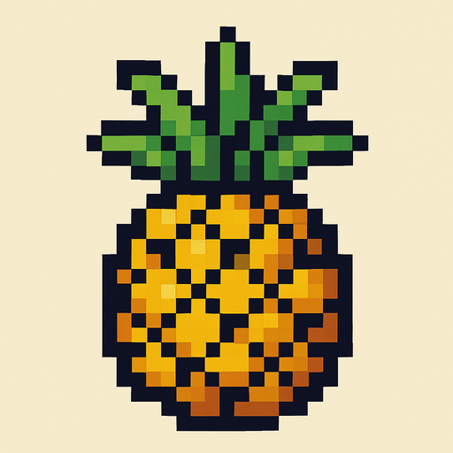 make pixel art 2d pineapple.
In-Game asset.  2d.  High contrast.  No shadows