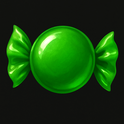 gerçekçi bir şeker. yuvarlak bir şeker ve yeşil renk. aynı candy2 deki gibi olsun.
In-Game asset.  2d.  High contrast.  No shadows