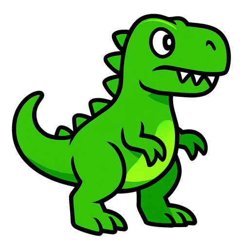 Bir dinazor oluştur yeşil.
In-Game asset.  High contrast.  No shadows