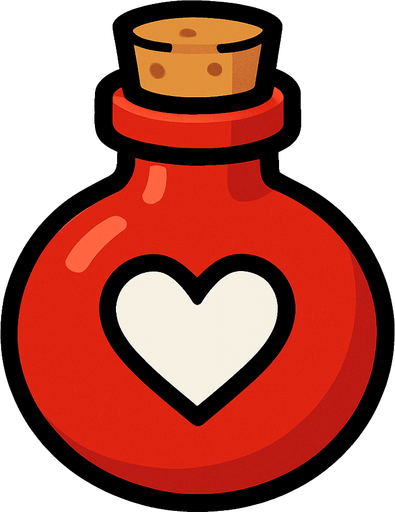 One life potion.
In-Game asset.  2d.  High contrast.  No shadows