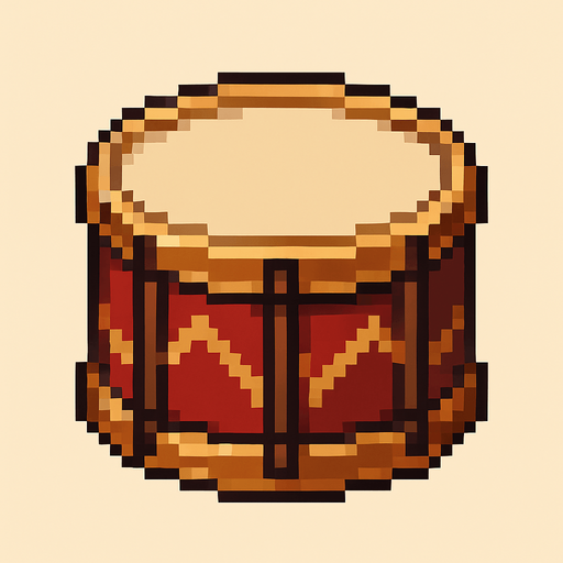 Drum 2d pixelart.
In-Game asset.  2d.  no drums
