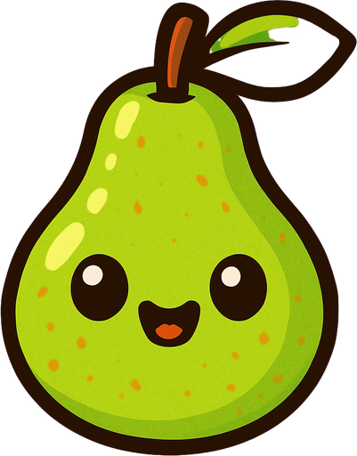 Pear with cute face.
In-Game asset.  2d.  High contrast.  No shadows