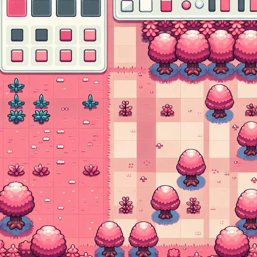 pink forest template background pixels 2d  düz zemin.
Single Game Texture.  In-Game asset.  2d.  Blank background.  High contrast.  No shadows. bacground pink templete and trees