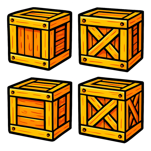 çizgi film boxes.
In-Game asset.  2d.  High contrast.  No shadows