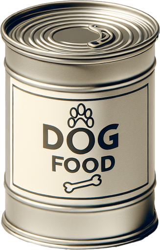 can of Dog Food. Game asset. 3d clipart. Blank background. High contrast. No shadows..