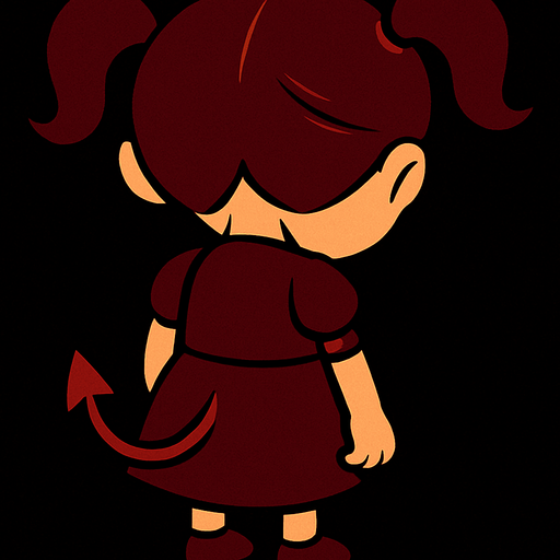downward looking devil little girl turned back