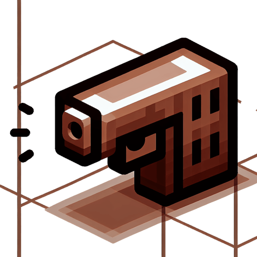 Brown block shooting a gun 2d.
Single Game Texture. In-Game asset. 2d. Blank background. High contrast. No shadows.