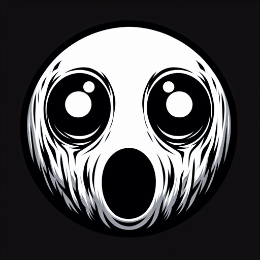 jumpscare face.
Single Game Texture. In-Game asset. 2d. Blank background. High contrast. No shadows.