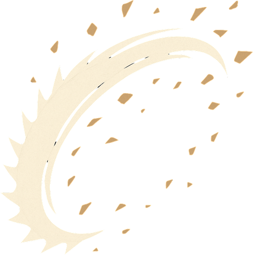 Small saw slash effect. 2D. Top View..
In-Game asset.  2d.  High contrast.  No shadows