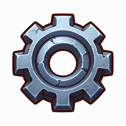 стальная шестерня в стиле hand-paint.
Single Game Texture.  In-Game asset.  2d.  Blank background.  High contrast.  No shadows