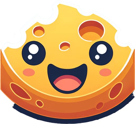 cheese, cartoon Single Game Texture. In-Game asset. 2d. Blank background. High contrast. No shadows.