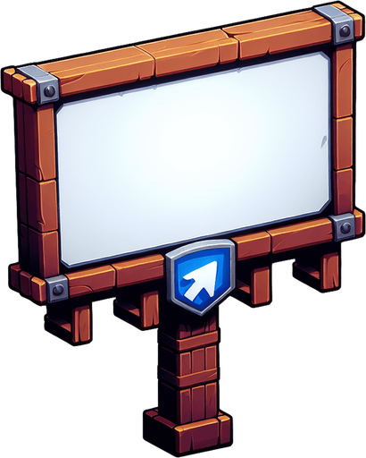 Ad billboard.
Single Game Texture.  In-Game asset.  2d.  Blank background.  High contrast.  No shadows