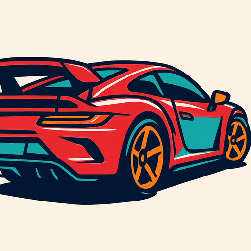 arka sağdan bakan SÜPER  araba 
In-Game asset.  2d.  High contrast.  No shadows