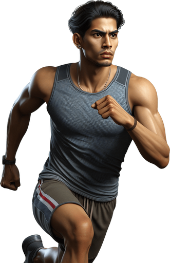 A running man running for his life.
Single Game Texture.  In-Game asset.  2d.  Blank background.  High contrast.  No shadows