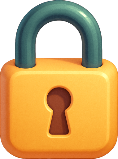 A padlock. Cute soft graphics. soft ambient light. semi-matte to satin surfaces. naturalistic with slight saturation boost colors. Tone is premium, friendly, clean with lifestyle or service-oriented appeal.
In-Game asset.  2d.  High contrast.  No shadows