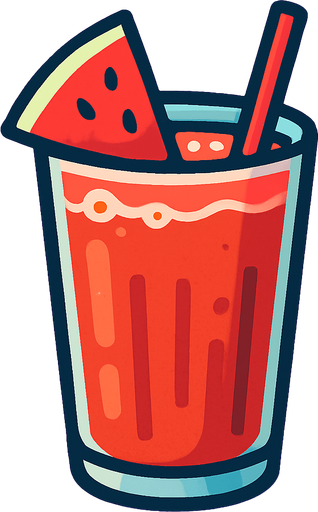 a watermelon juice in a glass.
In-Game asset.  2d.  High contrast.  No shadows