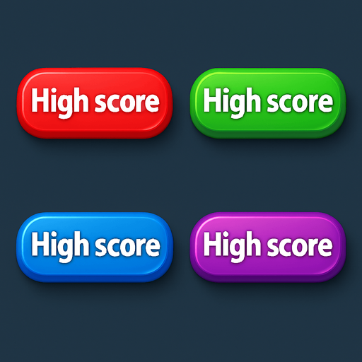3D pack of buttons have text "Hich score". different colors. HD colors.
In-Game asset.  High contrast.  No shadows. 3D