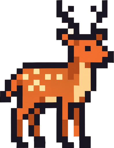 Pixel deer.
In-Game asset.  2d.  High contrast.  No shadows