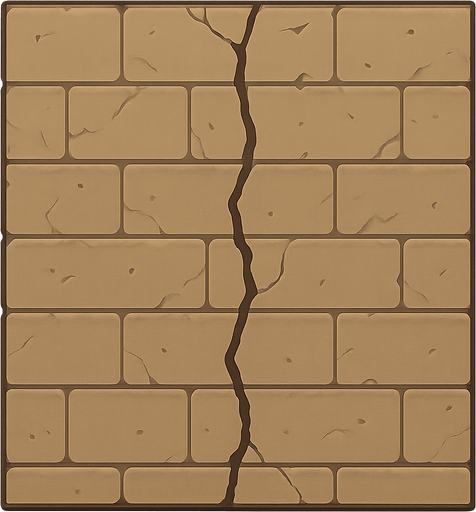 a wall. No background. Transparent background. Blank background. No shadows. 2d. In-Game asset. flat