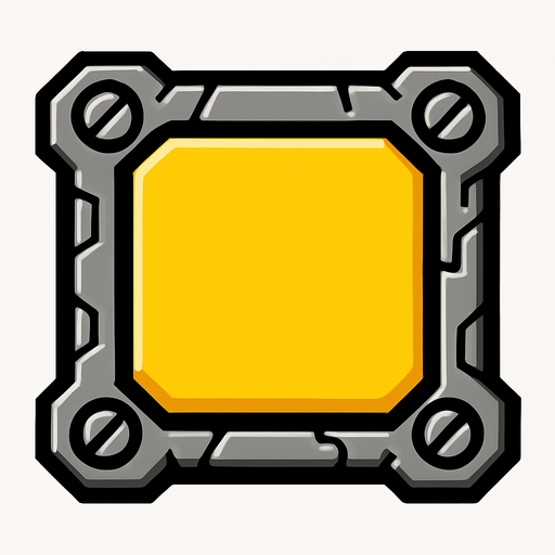 boton con contorno mecanico.
In-Game asset.  2d.  High contrast.  No shadows