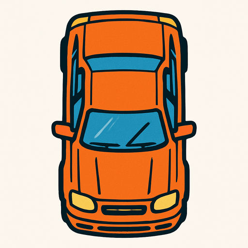 Up view car.
In-Game asset.  2d.  High contrast.  No shadows