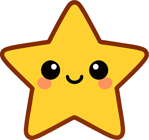crea una estrella dorada kawai y simple.
In-Game asset.  2d.  High contrast.  No shadows