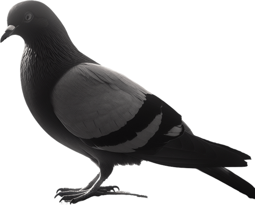 pigeon without shadow.
Single Game Texture.  In-Game asset.  2d.  Blank background.  High contrast