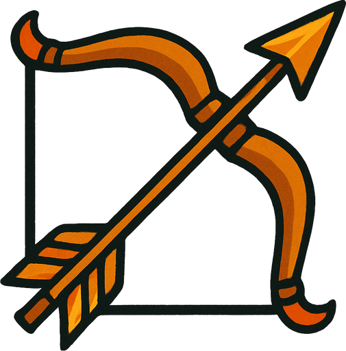 Ok ve Yay birlikte eski çağ.
In-Game asset.  2d.  High contrast.  No shadows