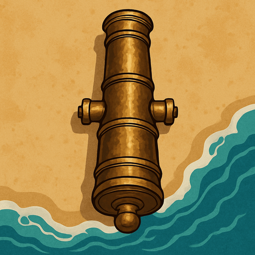 17. century bronze cannon for seaside only naked shooting cannon topdownlook medieval-semirealistic,..
In-Game asset.  2d.  High contrast.  No shadows