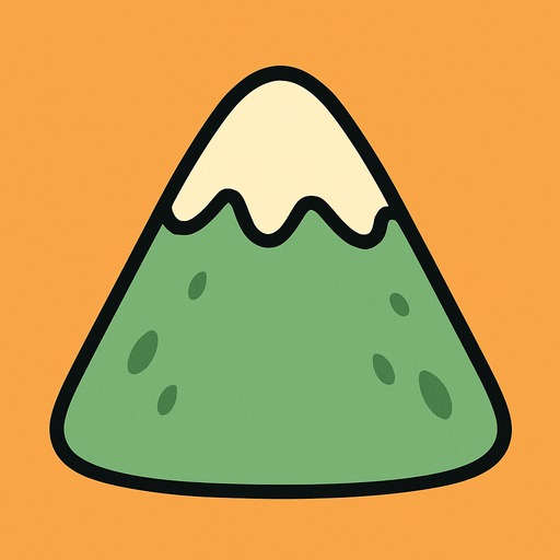 montaña tierna sin cara kawaii.
In-Game asset.  2d.  High contrast.  No shadows