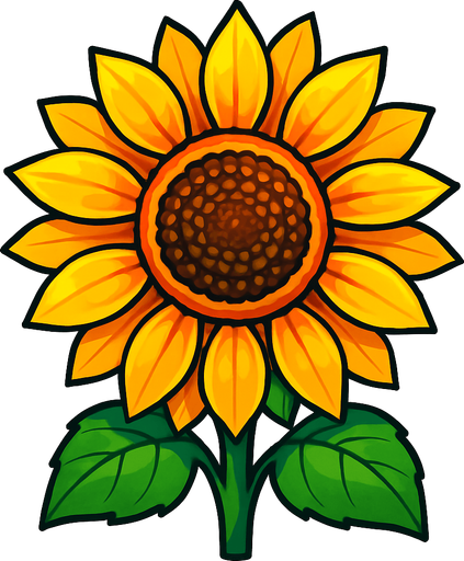 Sunflower. Front. Make it vibrant..
In-Game asset.  2d.  High contrast.  No shadows