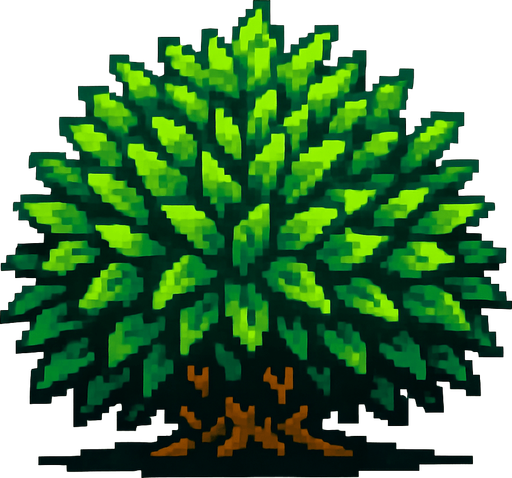 Quiero un arbusto visto desde abajo, en 32 bits.
In-Game asset.  2d.  High contrast.  No shadows