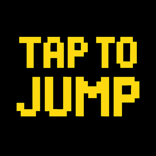 Pixel font in yellow that says "Tap to Jump".
In-Game asset.  2d.  High contrast.  No shadows