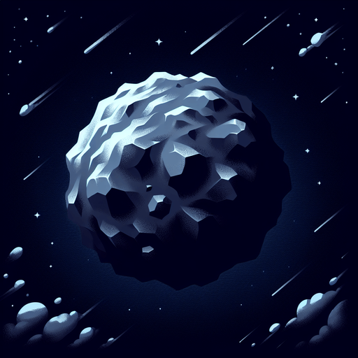 Asteroid.
Single Game Texture.  In-Game asset.  2d.  Blank background.  High contrast.  No shadows