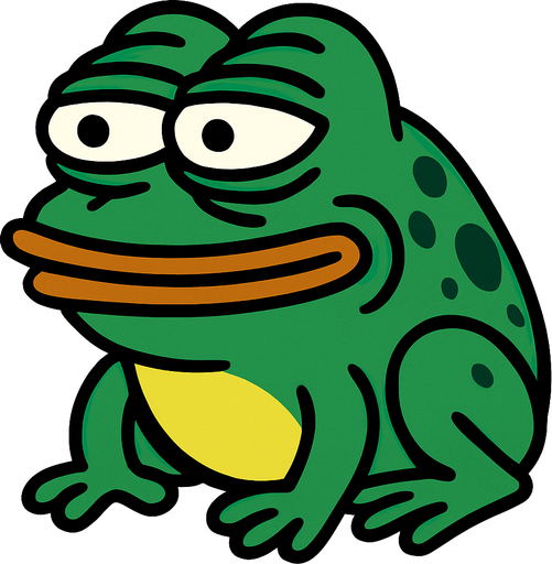 meme kurbağa.
In-Game asset.  2d.  High contrast.  No shadows