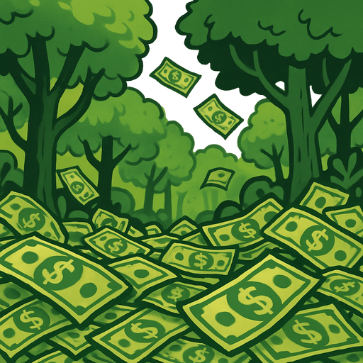 para ile kaplı orman.
In-Game asset.  2d.  High contrast.  No shadows