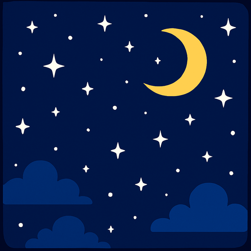gece gökyüzü.
In-Game asset.  2d.  High contrast.  No shadows