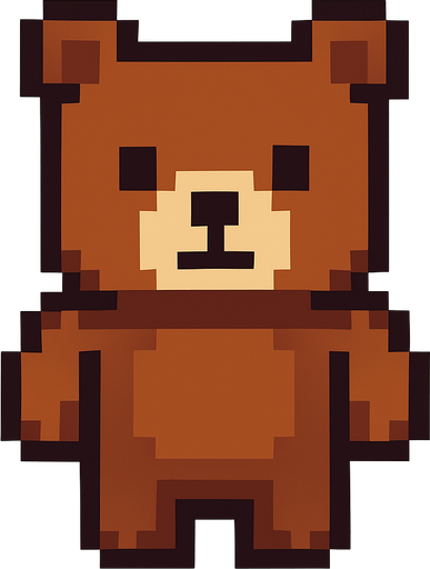 Pixel bear.
In-Game asset.  2d.  High contrast.  No shadows