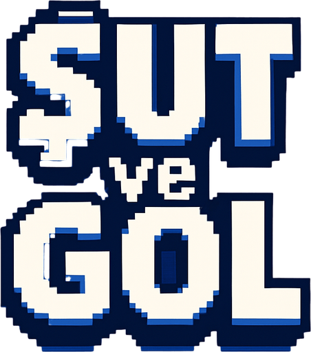 fancy pixelart title have shadow and white letters. text is  "ŞUT ve GOL".
In-Game asset.  2d.  High contrast.  No shadows