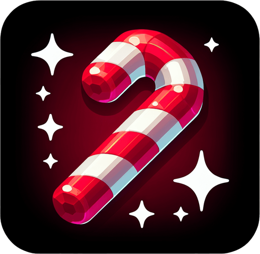 Candy Cane.
Single Game Texture. In-Game asset. 2d. Blank background. High contrast. No shadows.