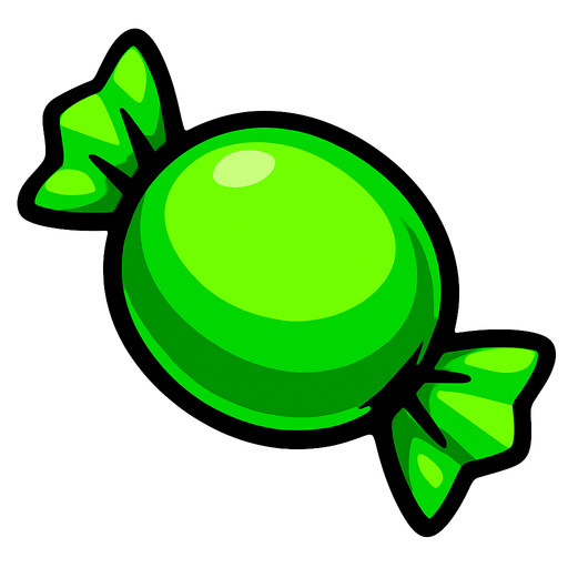 Green candy.
In-Game asset.  2d.  High contrast.  No shadows