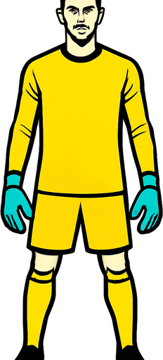 courtuis.
In-Game asset.  High contrast.  No shadows. goalkeeper . full body . facing forward