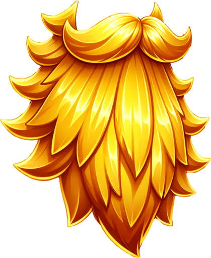 frozen golden beard, only beard, cartoon, side view Single Game Texture. In-Game asset. 2d. Blank background. High contrast. No shadows.