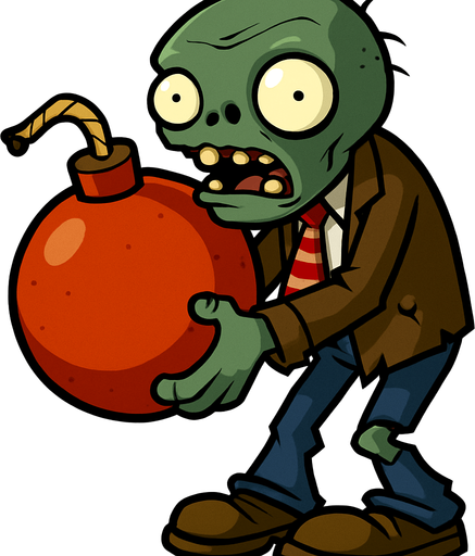 bombacı zombi plants vs zombies.
In-Game asset.  2d.  High contrast.  No shadows