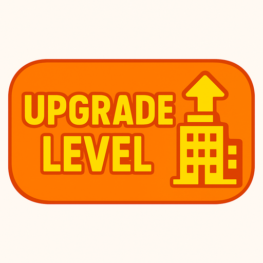 button upgrade level of business.
In-Game asset.  2d.  High contrast.  No shadows