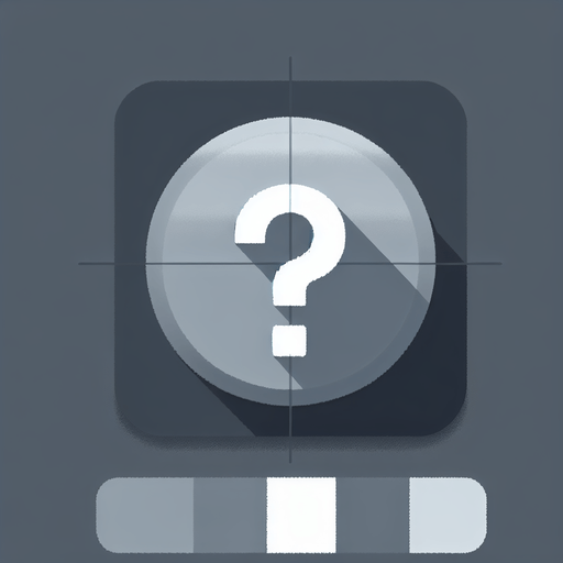 An interface element which is a gray circle with a question mark inside it..
Single Game Texture. In-Game asset. 2d. Blank background. High contrast. No shadows.